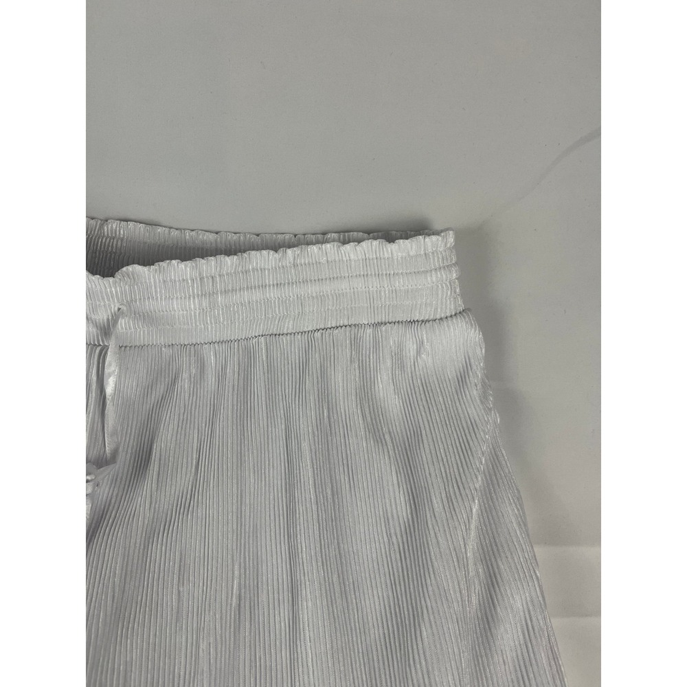 DKNY Women's‎ Wide Leg Palazzo Pants L Pleated Elastic Waist Drawstring Silver
